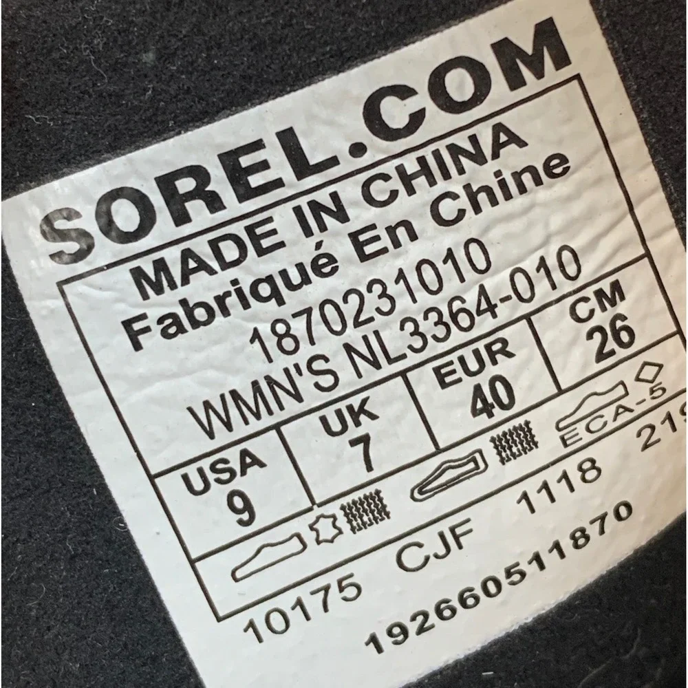 Sorel Joan of Arctic Wedge II Women's Zip Black Leather Ankle Boots 9 Shoes